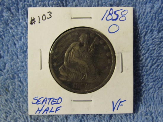 1858O SEATED HALF VF