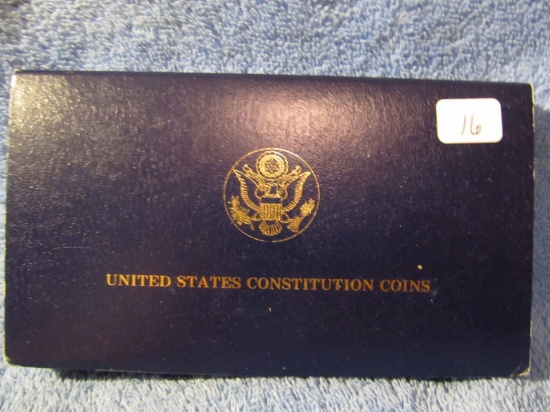 1987 U.S. CONSTITUTION 2-COIN SET W/$5. GOLD PIECE PF