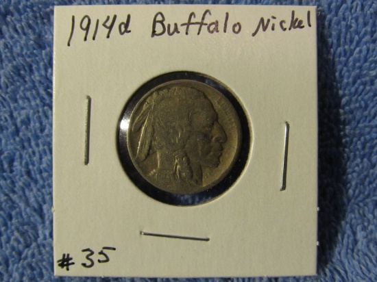 1914D BUFFALO NICKEL (A SEMI KEY) VG+