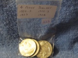 2-1922S,23,24, PEACE DOLLARS (4-COINS)