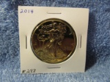 2014 GOLD PLATED SILVER EAGLE BU