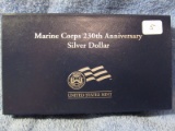 2005 U.S. MARINE CORPS. SILVER DOLLAR IN HOLDER PF