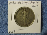 1918S WALKING LIBERTY HALF VF