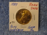 1987 1/2-OZ. GOLD EAGLE RARE DATE GEM BU
