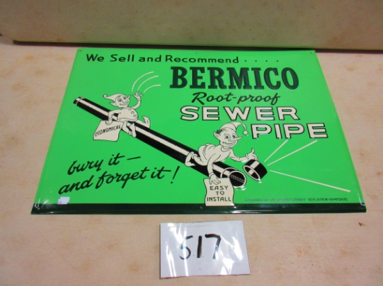 BERMICO SEWER PIPE SIGN S.S.T. EMBOSSED GREAT GRAPICS AWSOME ORIGINAL PIECE 20''X28''