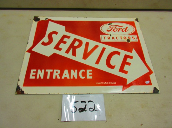 FORD TRACTORS SERVICE SIGN S.S.P. 18''X24'' FEW SPOTS GOOD PIECE VERIBRITE SIGN CO.