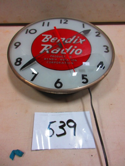 BENDIX RADIO LIGHTED CLOCK 15'' RD. TELECHROM