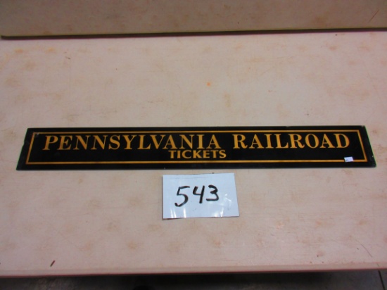 PENNSYLVANNA R.R. TICKET SIGN GLASS 41/2'' X34''