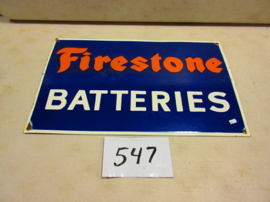 FIRESTONE BATTERIES SIGN S.S.P. 15''X24'' NICE  AGE UNKNOWN