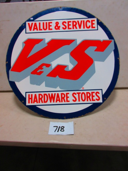 V-S HARDWARE SIGN S.S.P. 36''ROUND GOOD OLD PIECE WITH GREAT COLORS WOW
