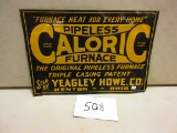 CALORIC FURNACE SIGN S.S.T. SCIOTA SIGN CO. 14''X20'' EMBOSSED