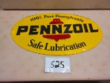PENNZOIL SIGN D. S. HEAVY METAL 18'' X31'' MARKED A.M. 59 ROUGH ALONG TOP EDGE
