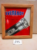 EVEREADY FLASHLIGHTS SIGN S.S.P. IN FRAME 24''X24'' GREAT PIECE ROUGH ON EDGES