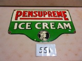 PEN SUPREME ICECREAM SIGN S.S.P. 17''X27'' WOW GREAT GRAPICS A REAL BEAUTY  AGE UNKNOWN