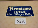 FIRESTONE TIRES SIGN S.S.P. 11''X21'' NICE PIECE AGE UNKNOWN