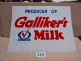 GALLICKERS MILK SIGN D.S.T. 36''X48'' ONE SIDE FADED