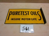 PURE TEST OILS FLANGE SIGN D.S.T.GOOD COND. 11 1/2'' X 22'' AMERICAN ART WORKS NICE