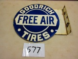 GOODRICH TIRES FREE AIR FLANGE SIGN D.S.P. 18''X20'' ANOTHER RARE FLANGE