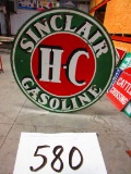 SINCLAIR H-C GASOLINE SIGN D.S.P. 6' ROUND ANOTHER RARE PIECE WITH ROUGH SPOTS