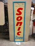 SONIC TIRES SIGN S.S.T. SELF FRAMED EMBOSSED SCIOTA SIGN 1984 GOOD GRAPICS NICE PIECE