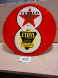 TEXACO ETHYL SIGN 8 BALL STYLE D.S.P.36'' ROUND RARE FIND WITH GREAT GRAPICS WOW no date age ?