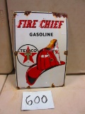 TEXACO FIRE CHIEF PUMP PLATE SIGN S.S.P. 12''X18''MARKED 3-8-63- A LITTLE ROUGH