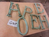 6 VINTAGE BRASS LETTERS H.P.E.O.E.H. 12