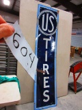 U.S.TIRES SIGN S.S.P. 24''X96'' RARE PIECE GOOD COLORS SOME ROUGH SPOTS