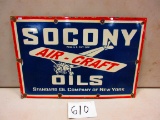 SOCONY OILS AIRCRAFT SIGN S.S.P. 20''X30'' RARE FIND WITH AIRPLANE WOW AWSOME PIECE