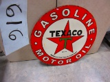 TEXACO GASOLINE & MOTOR OIL SIGN D.S.P. 36'' ROUND GREAT COLOR NICE AGE UNKNOWN