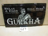 GURKHA CIGAR SIGN S.S.T. 18''X 32'' RARE BRITISH SIGN WITH AWSOME GRAPICS