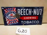 BEECH-NUT CHEWING TOBACCO SIGN S.S.P. 11''X22'' GOOD GRAPICS WITH ROUGH SPOTS