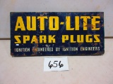 AUTO -LITE SPARK PLUGS SIGN FRAMED 13''X28'' A.M. SIGN CO. ROUGH