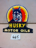 HUSKY MOTOR OIL SIGN S.S.P. 22''X24'' GOOD GRAPICS AGE UNKNOWN