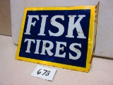 FISK TIRES FLANGE SIGN 20''X26''RARE OLD PIECE D.S.P. SOME SPOTS 7 BOTTOM OF FLANGE ROUGH