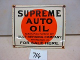 SUPREME AUTO OIL SIGN S.S.P. 18''X22'' AGE UNKNOWN