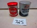 2 OIL CANS KENDALL GREASE & HAVOLINE BOTH WITH CONTENT