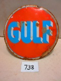 GULF SIGN S.S.P. RARE 24'' ROUND NEEDS CLEANED HAS ROUGH SPOTS & EDGES