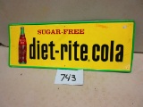 DIET RITE COLA SIGN S.S.T. SELF FRAMED EMBOSSED MARKED M.C.A 288 NICE