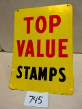 TOP VALUE STAMPS SIGN D.S.T. 20''X28'' MARKED A.A.W.- 8-60 NICE COND.