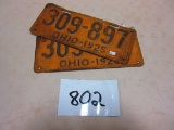 SET OF 1925 LICENSE PLATES OH.