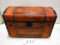 NICE EARLY TRAVELERS TRUNK WITH WHEELING PITTSBURG STEAMER ANDES LABEL ON SIDE