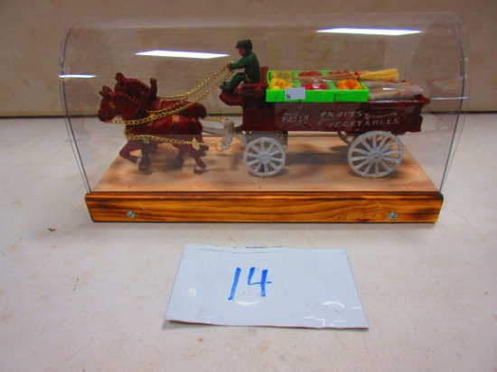 NICE CAST IRON FRUIT & VEGETABLE WAGON IN CASE