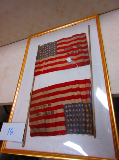 2 --48 STAR FLAGS IN FRAME GIVE AWAY AT MCKELVY POST REUNION