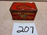 UNION LEADER CUT TOBACCO TIN GREAT GRAPICS RARE PIECE