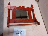 EARLY WALL HANGING TOWEL RACK & COMB HOLDER OAK WITH MIRROR