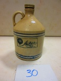 ACKERS 1 GAL. CROCK JUG RARE WITH ORG. THREADED STOPPER