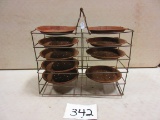 COUNTRY STORE WIRE PIE CARRIER RACK WITH PANS