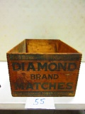 DIAMOND BRAND MATCHES DOVE TAILED WOODEN BOX NICE