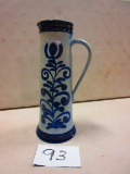 GREAT BLUE DECORATED CROCK PITCHER 19'' TALL